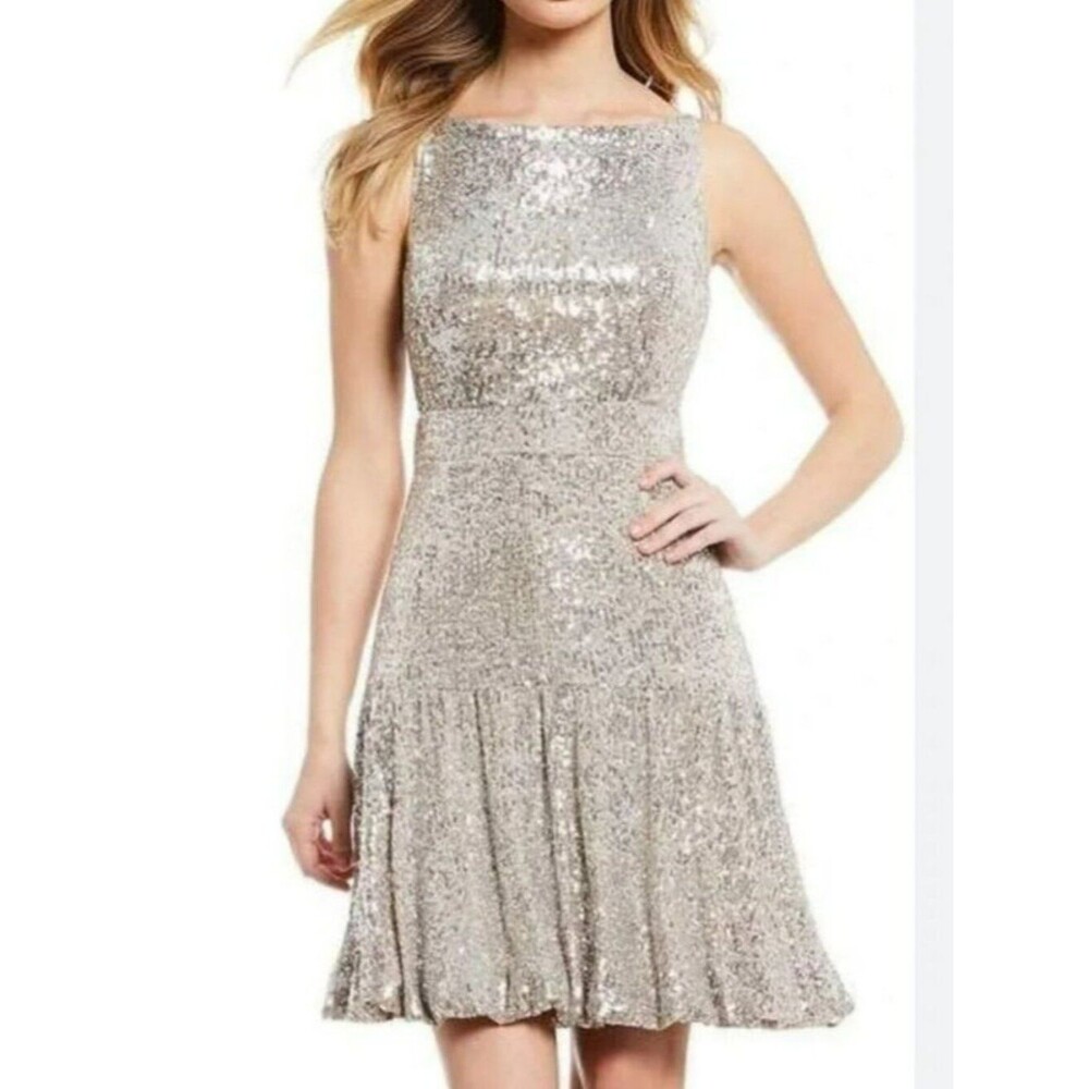Gianni Bini Sequin Silver Cynthia Dress NWT